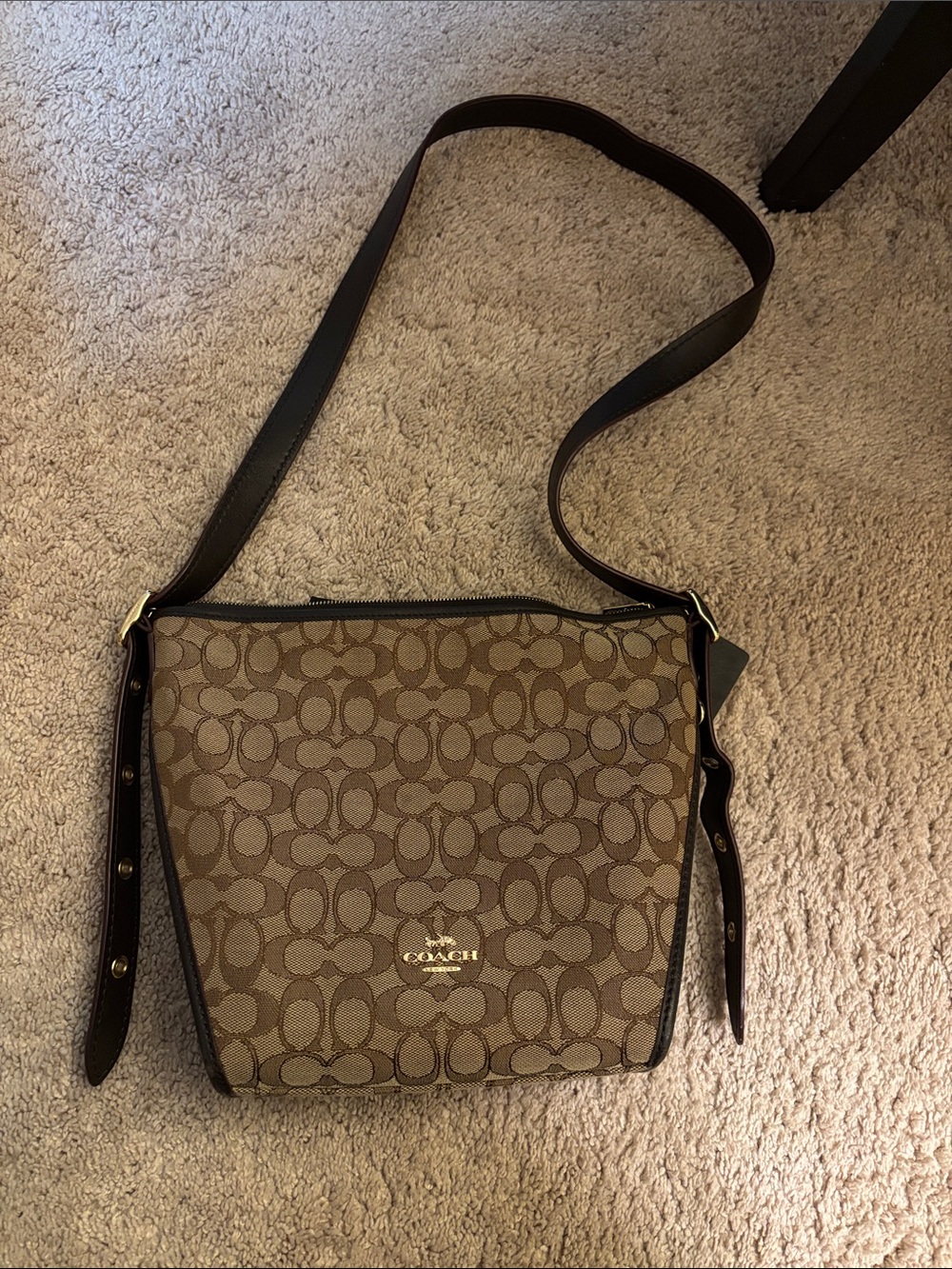 Coach Tan/Brown Signature Crossbody Bag